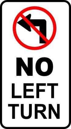 No Left Turn Sign clip art