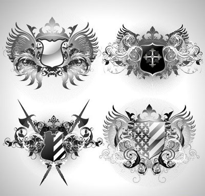 Ornate heraldic shields