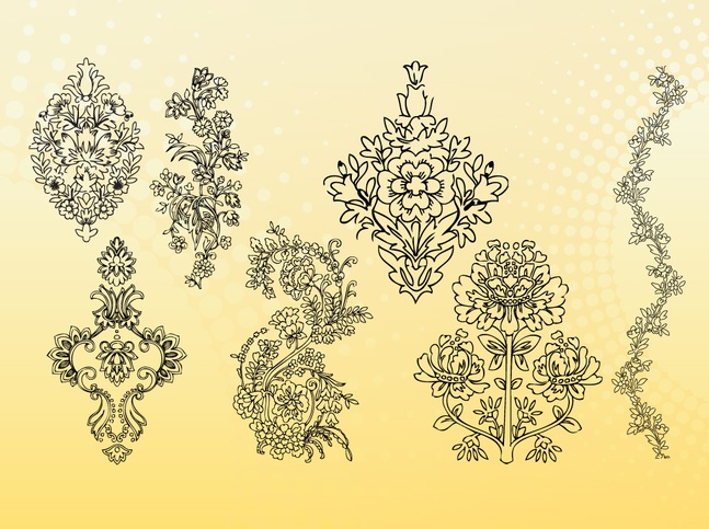 Outline Flowers Vectors