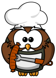 Owl with sausage