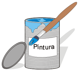 Paint tin can and brush