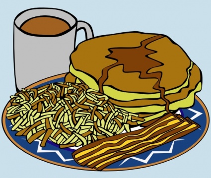 Pancake And Syrup Coffee Bacon Hashbrown clip art