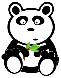 Panda with bamboo leaves