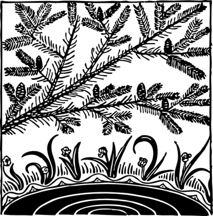 Pine Over Pond clip art