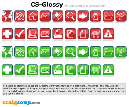 Red and green craigSoup Glossy Icons