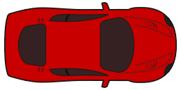 Red racing car top view