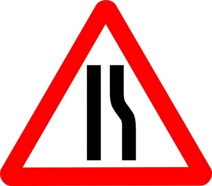 Road Narrows Sign clip art