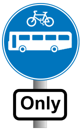 Roadsign Buses and bikes