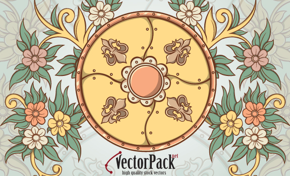 Shield and Floral Vector Element