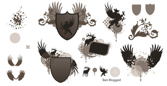 Shield and wing free vector