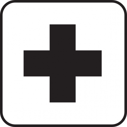 Sign Black Map Cross White Plus First Aid Hospital