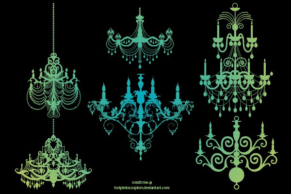 Six Vintage Vector Chandeliers