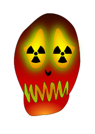 Skull and nuclear warning