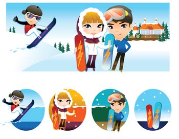 Snow boarding vector 9