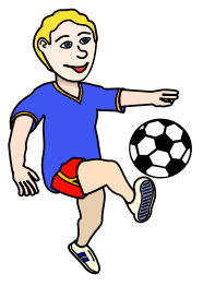 Soccer playing boy coloured