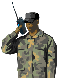 Soldier with walkie talkie radio (tall)