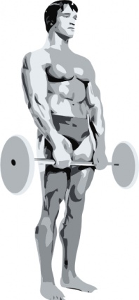 Standing Body Builder Carrying Weights clip art