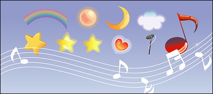 Stars moon planet heart-shaped Vector lovely cartoon elements