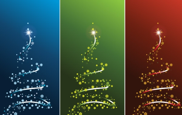 Stylized Vector Christmas Tree Set