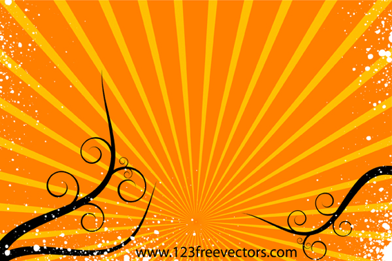 Sunburst Vector Background with Floral