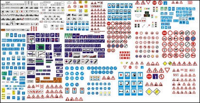 The Russian version of the road identification signs vector