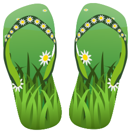 Thong green with grass and flowers