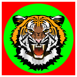 Tiger green on red