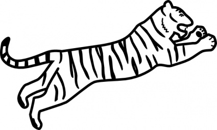 Tiger Jumping Outline clip art