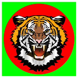 Tiger red on green