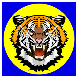 Tiger yellow on blue