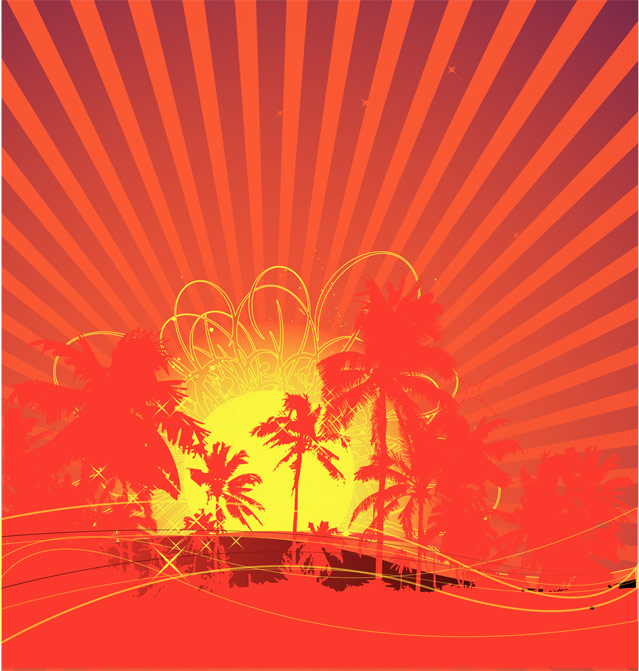 Tropical Rising Sun Vector.