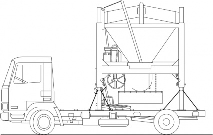 Truck And Sandmixer clip art