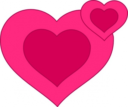 Two Pink Hearts Together clip art