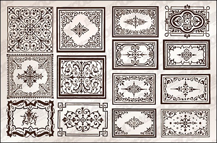 Variety of practical European-style lace border vector material