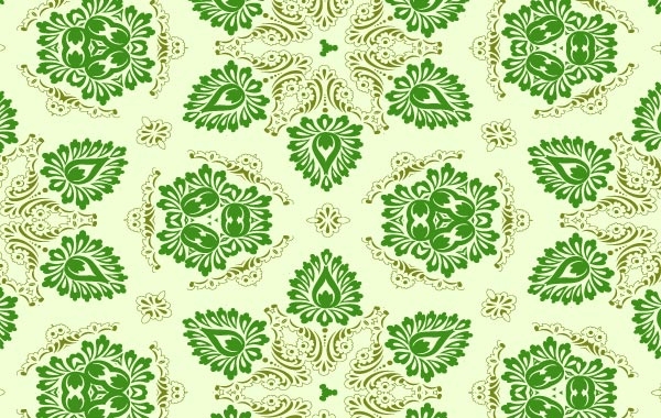 Vector Green Seamless Floral Ornament