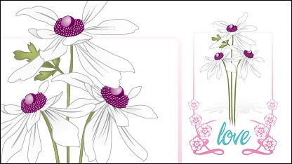 Vector love flowers lace material