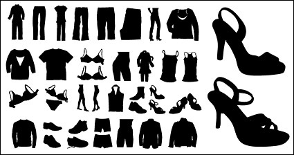 Vector silhouette of clothing and shoes