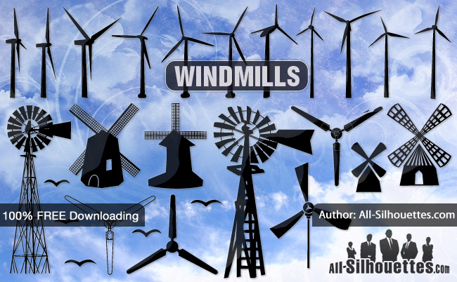 Vector Windmill Silhouettes