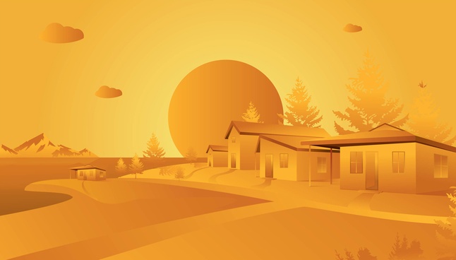 Village Landscape Vector