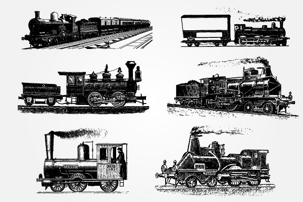 Vintage Trains Vector