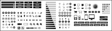 Web Design common button and the small icon Vector