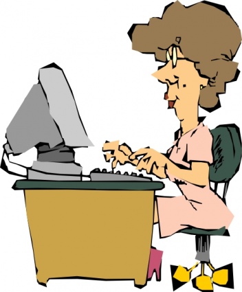 Woman Using A Computer clip art