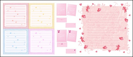 Writing pads, heart-shaped vector material