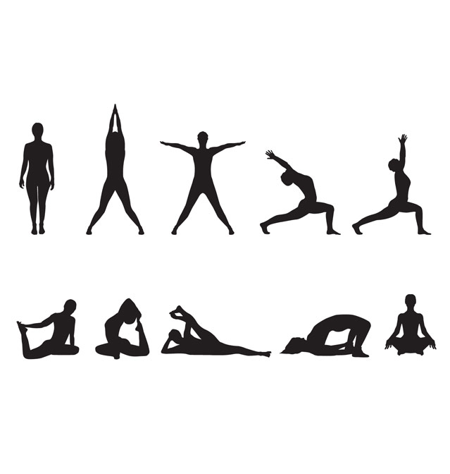 Yoga Silhouettes Vector.